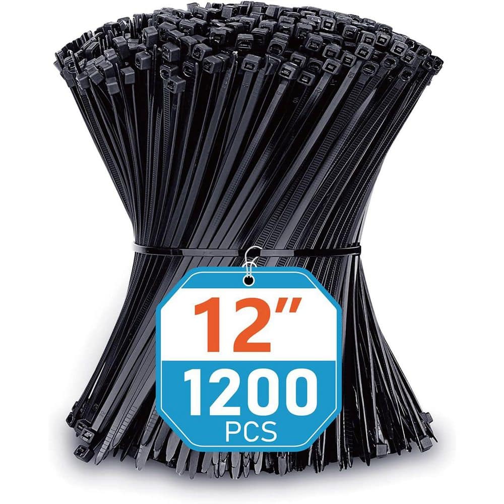 UV Resistant Nylon Cable Zip Ties 12 in., Black 1000-Pack with 50lbs Tensile Strength for Indoor and Outdoor Use price history on PriceWatchPro