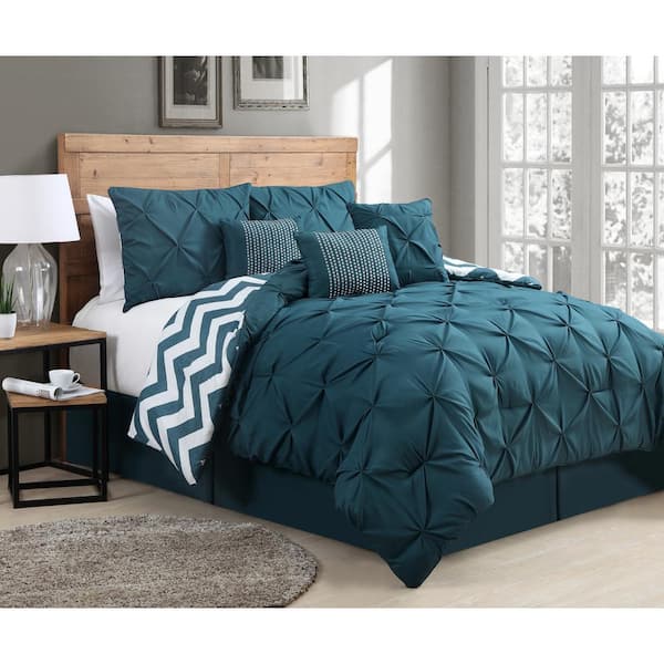 Venice 7-Piece Teal Queen Comforter Set