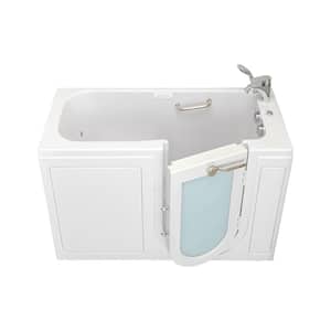 Lounger 60 in. Acrylic Walk-In Whirlpool and Air Bath Bathtub in White, Fast Fill Faucet Set, RHS 2 in. Dual Drain