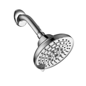 6-Spray Patterns Adjustable Stainless Steel with 1.5 GPM 5 in. Wall Mount High Pressure Fixed Shower Head in Chrome