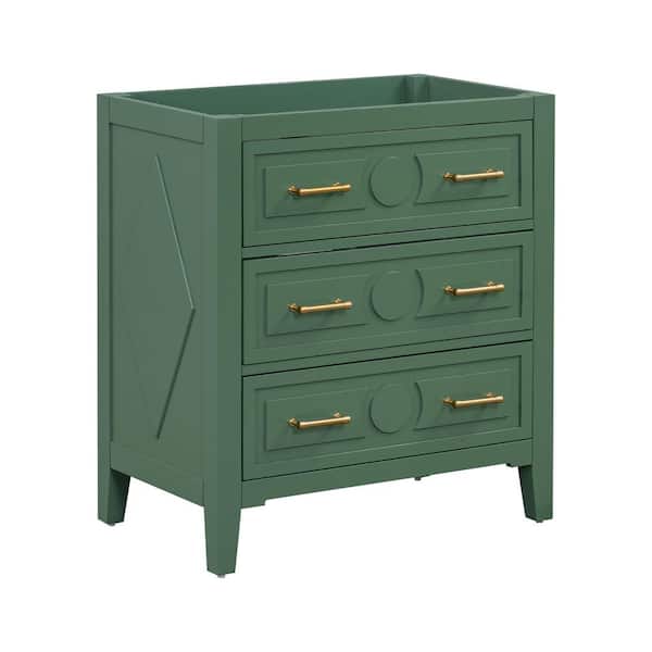 29 in. Modern Bath Vanity Cabinet without Top in Green, Freestanding Vanity Base Cabinet with 3-Storage Drawers