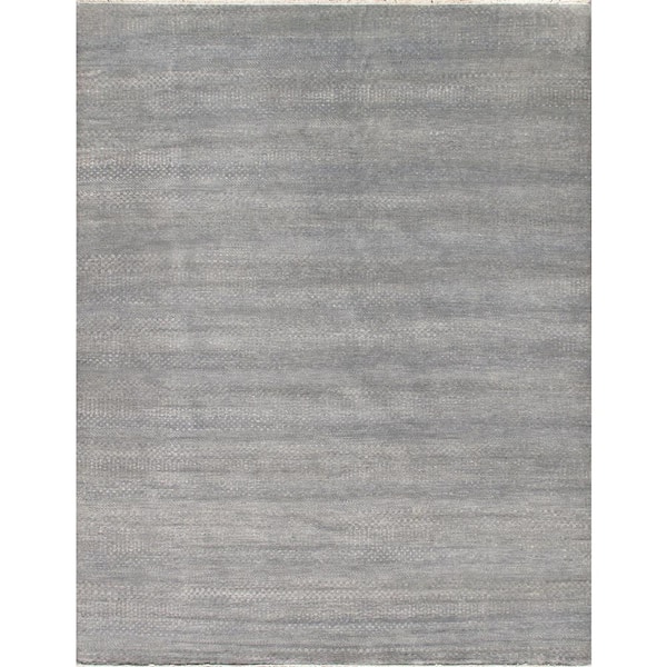 Pasargad Home Transitional Slate Blue/Silver 9 ft. x 12 ft. Solid Bamboo  Silk and Wool Area Rug GRASS-3075 9x12 - The Home Depot