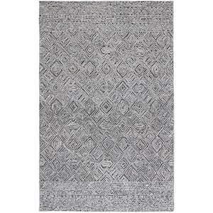 Textual Black/Ivory 4 ft. x 6 ft. Abstract Border Area Rug