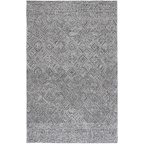 SAFAVIEH Textual Black/Ivory 8 ft. x 10 ft. Abstract Border Area Rug