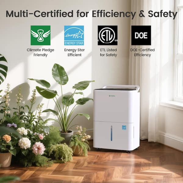 30 pt. 2000 sq. ft. Energy Star Dehumidifier with Drain Hose and Bucket for Bedroom, Basement in White