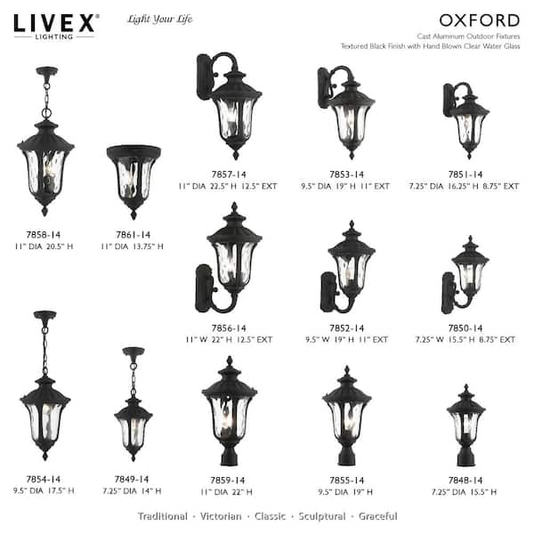 Livex Lighting Oxford 3 Light Textured Black Outdoor Post Top Lantern  7859-14 - The Home Depot