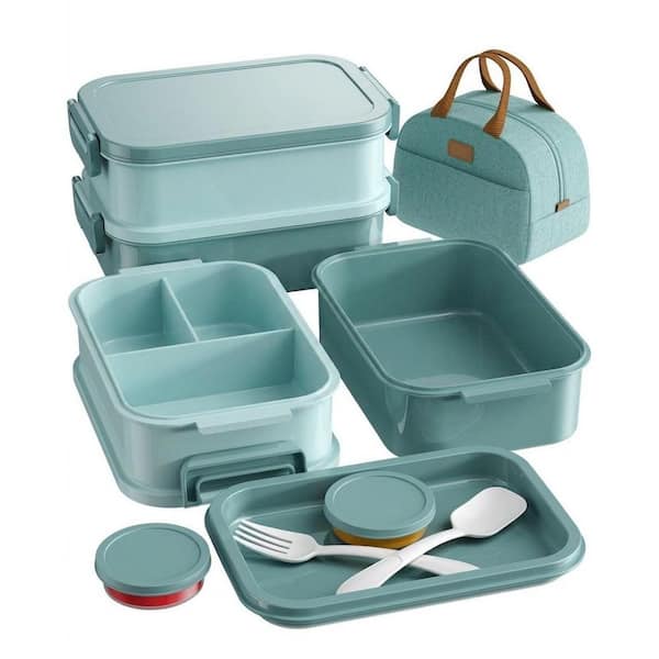 3-Tier Stackable Leak-Proof Bento Lunch Box Food-Grade Material with Lids and Thermo Bag for Adults, 1 Set