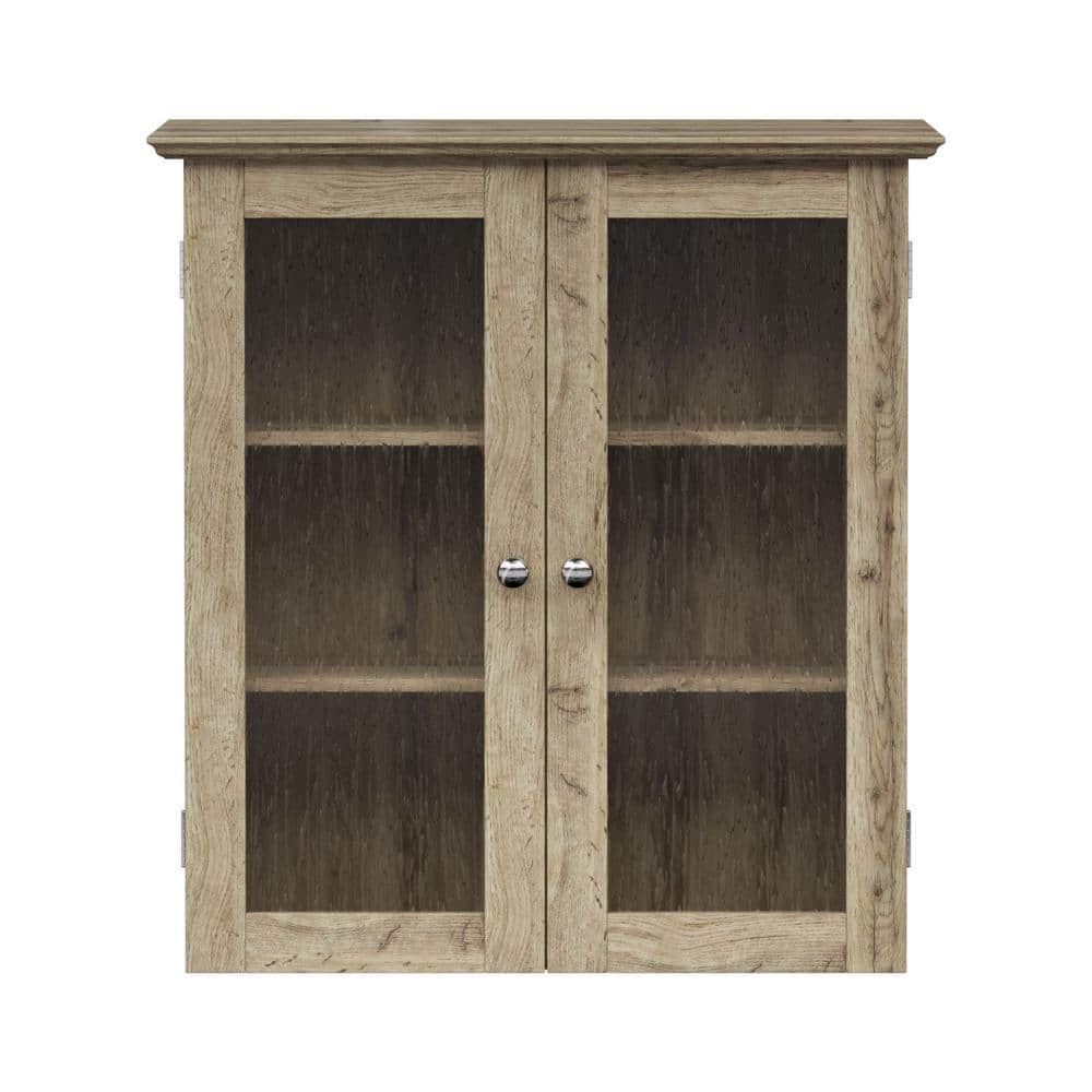 Connor Light Oak Two-Door Wall Cabinet with Adjustable Shelves