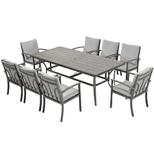 Modique Gray 9-Piece Aluminum Outdoor Dining Set with Gray Cushions