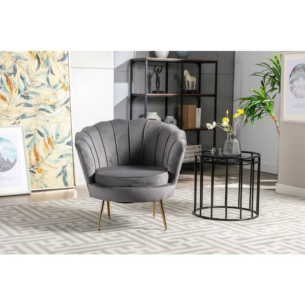 Grey velvet 2025 scallop chair