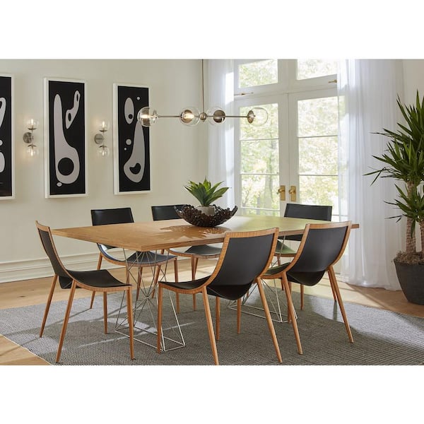 Atwell Collection 40 in. 4-Light Brushed Nickel Mid-Century Modern Island Light Chandelier with Clear Glass Shade