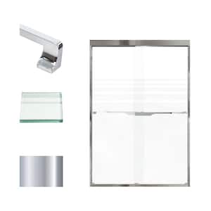 Frederick 47 in. W x 70 in. H Sliding Semi-Frameless Shower Door in Polished Chrome with Frosted Glass