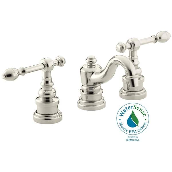 KOHLER IV Georges Brass 8 in. Widespread 2-Handle Low-Arc Bathroom Faucet in Vibrant Polished Nickel