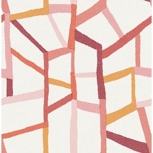 Tate Pink Geometric Linen Pink Wallpaper Sample