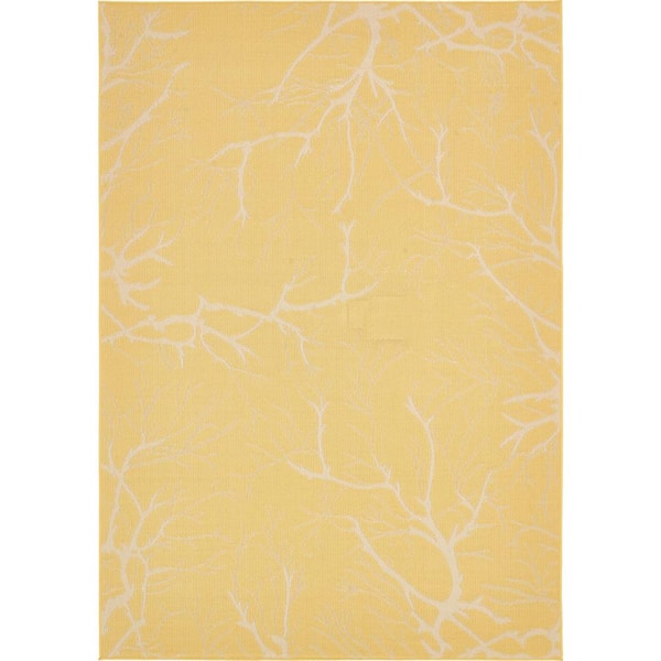 Unique Loom Outdoor Branch Yellow 7' 0 x 10' 0 Area Rug