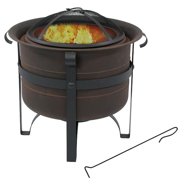 Sunnydaze 23 in. Steel Cauldron Smokeless Fire Pit with Spark Screen