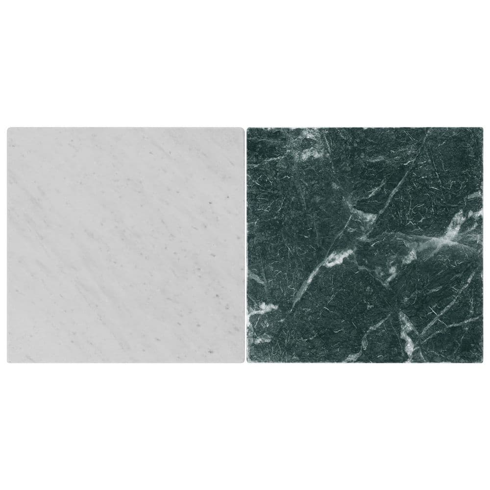 Heritage Verde and Bianco Carrara 6 in. x 0.37 in. Tumbled Marble Checkerboard Floor and Wall Tile Sample price history on PriceWatchPro
