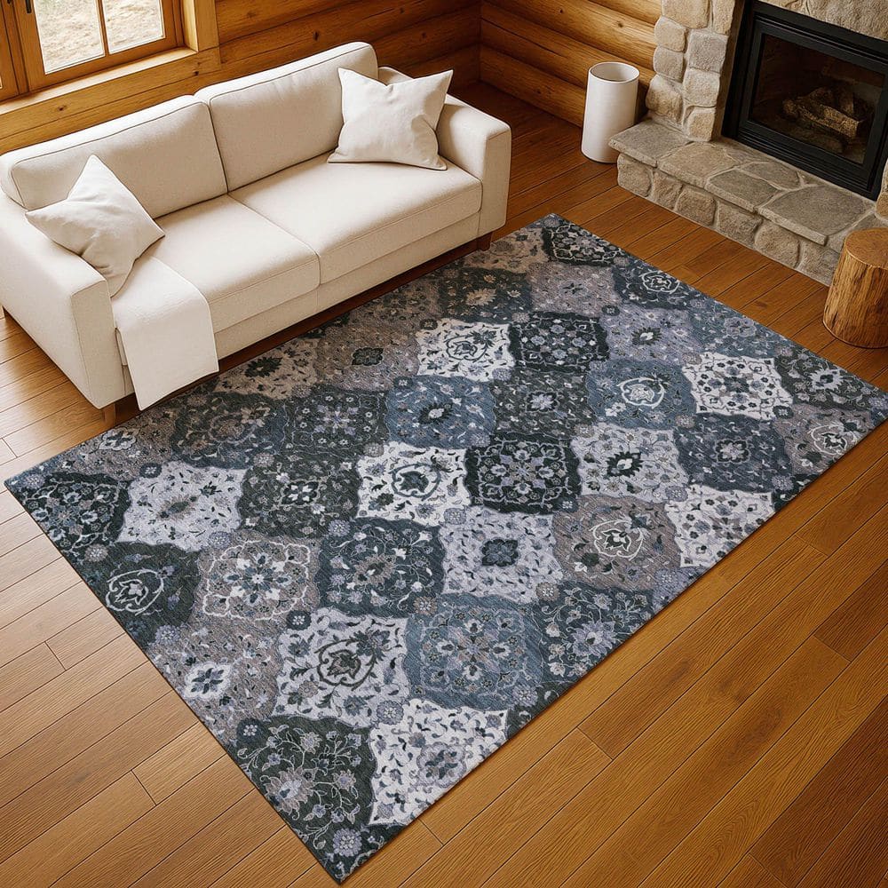 Chantille Machine Washable Indoor/Outdoor Abstract ACN2292 Denim 3 ft. x 5 ft. Area Rug price history on PriceWatchPro