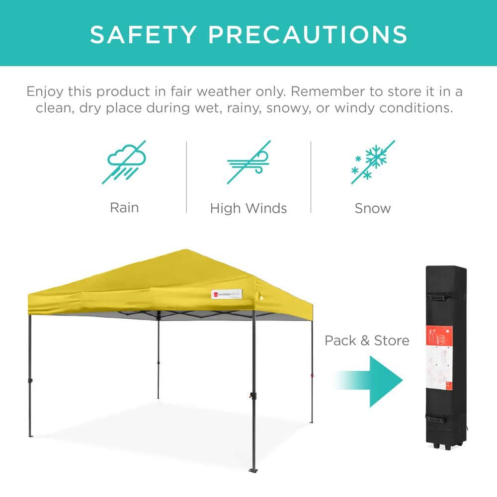 10x10ft Yellow Steel Frame Pop Up Canopy with Wheeled Case