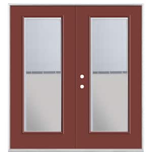 72 in. x 80 in. Red Bluff Steel Prehung Right-Hand Inswing Mini Blind Patio Door without Brickmold