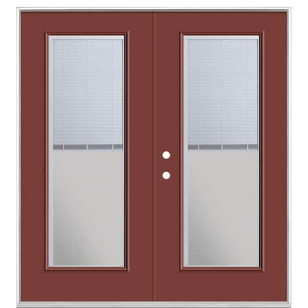 Masonite 72 in. x 80 in. Red Bluff Steel Prehung Right-Hand Inswing Mini Blind Patio Door without Brickmold