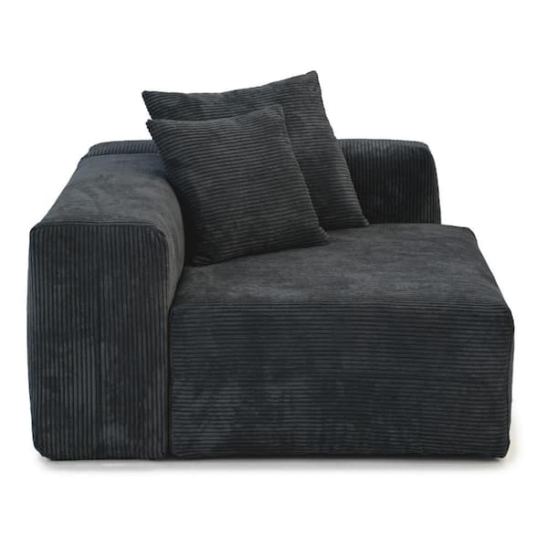 51.18 in. Square Arm Corduroy Velvet Modular Free Combination Sofa in. Black