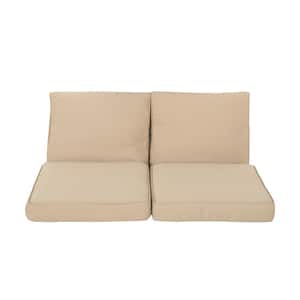 Terry 22 in. x 17.75 in. 2-Piece Outdoor Patio Loveseat Cushion Set in Tan