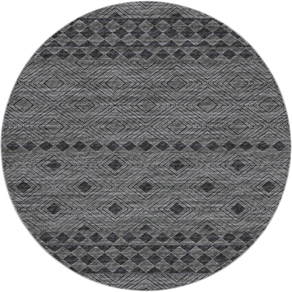 Dream Shag Premium Machine Washable Abstract ADS107 Gray 8 ft. x 8 ft. Round Rug price history on PriceWatchPro