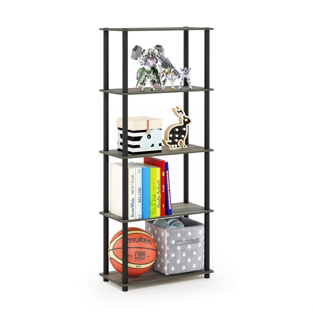 Laminated Black & Light Cherry 5-Tier Round Tube Shelf