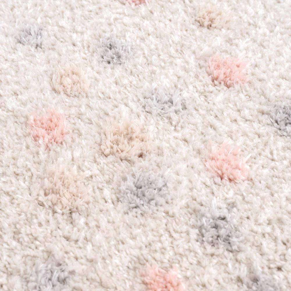 Light Blue and Pink Plush Shag Polyester Rectangular Area Rug