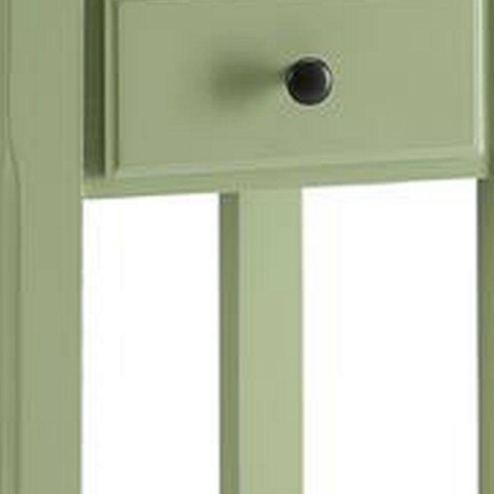 Light Green Wood Rectangular Side Table with Storage
