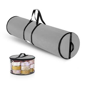 46 in. Gray Waterproof 600D Polyester Gift Wrap Storage Bag with Ribbon Holder