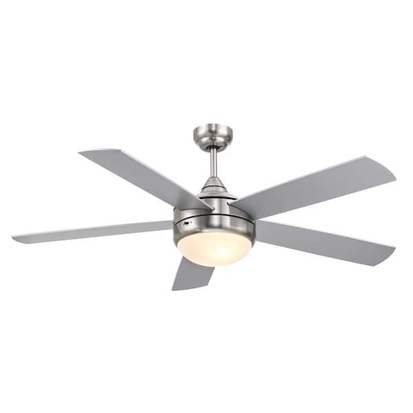 Bel Air Lighting Cappleman 52 in. Indoor Brushed Nickel 2-Light Modern Ceiling Fan with Light, Pull Chains, and 5 Blades