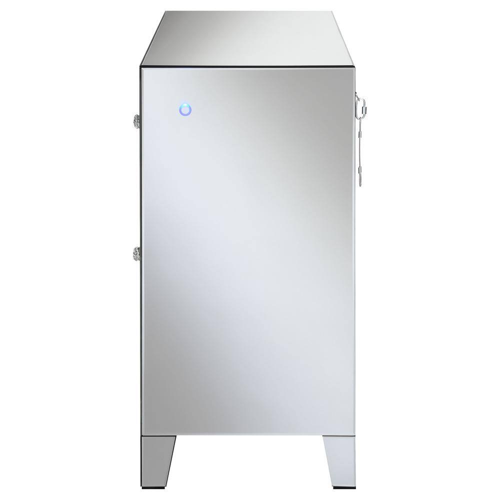 Contemporary Arwen 2-Drawer Silver Mirror LED Accent Cabinet