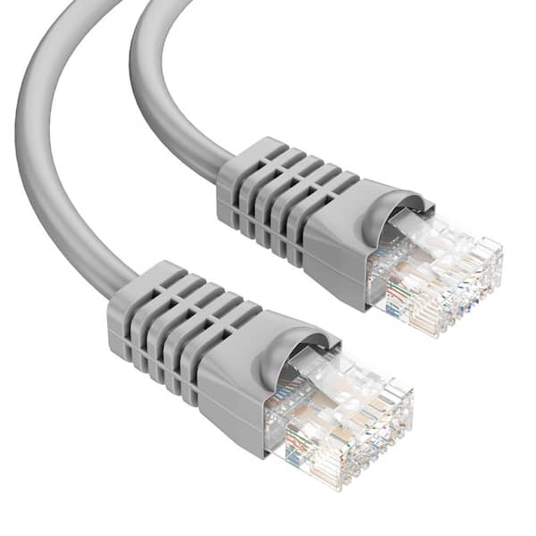 Syston Cable Technology 50 ft. Gray CMP(Plenum Rated) Cat 5e 350 MHz 24 AWG Solid Bare Copper Ethernet Network Wire- RJ45 Plug Flame Retardant