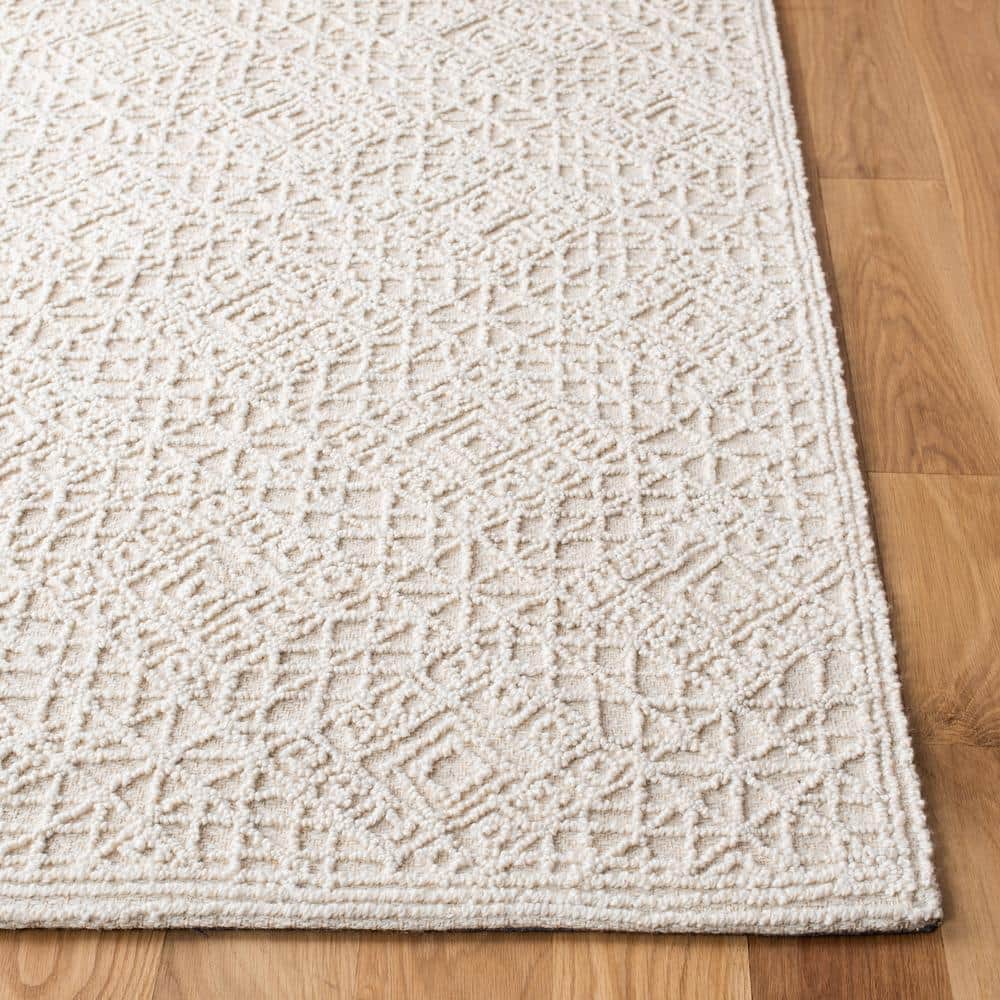 Handmade Tufted Beige Wool Square Area Rug