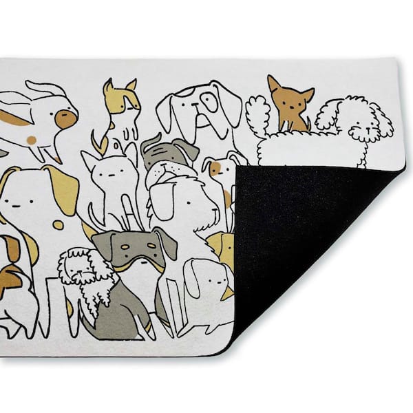 Eclectic Dog Breeds Beige 18 in. x 30 in. Polyester Non-Slip Outdoor Door Mat