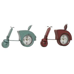 Multi Color Metal Country Cottage Analog Tabletop Clock (Set of 2)