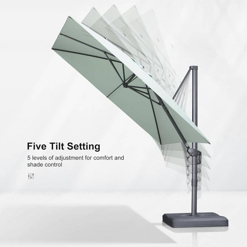 Mint Green 9 Ft Square Cantilever Patio Umbrella with Gray Aluminum Pole