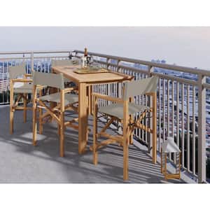 Direceur 5-Piece Teak Rectangle Counter Height Outdoor Dining Set in Taupe