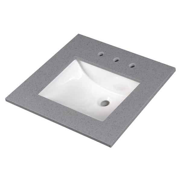 Grigio Lumina 31 in. W x 22 in. D Engineered Marble Vanity Top with White Rectangle Single Sink