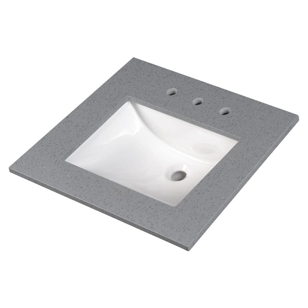 31 in. Sparkling Gray Marble Vanity Top with White Rectangular Sink