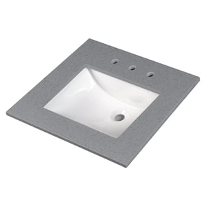 Sparkling Gray 31 in. W x 22 in. D Engineered Marble Vanity Top in Gray with White Rectangle Single Sink