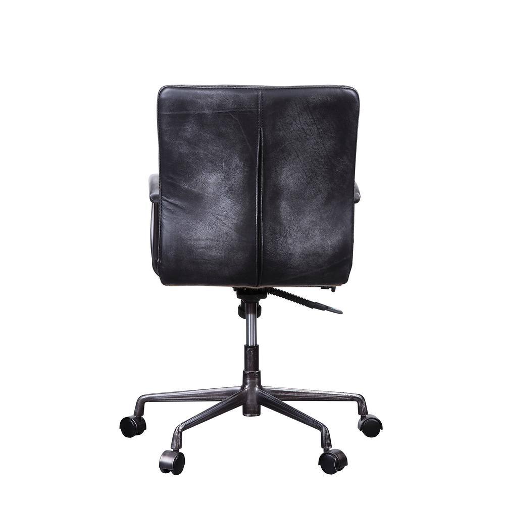 High-Back Black Leather Swivel Executive Chair with Metal Base