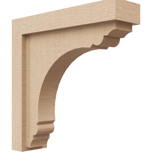 Ekena Millwork 3 in. x 12 in. x 12 in. Series 1 Thin Warren Rough Cedar Woodgrain Timberthane Polyurethane Corbel, Primed Tan