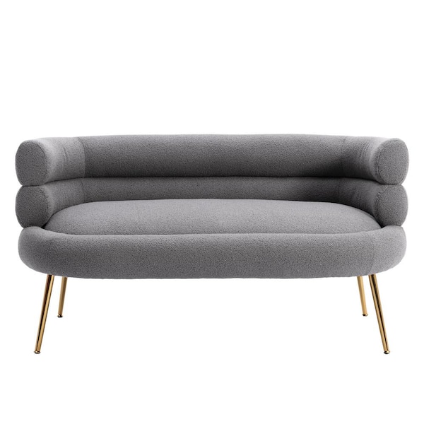 Z-joyee Dark Gray Polyester Accent Arm Chair Leisure Sofa with Golden Feet
