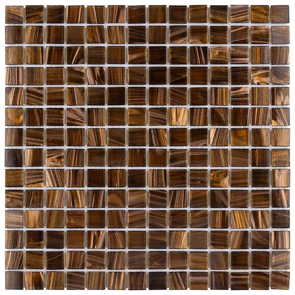 Merola Tile Coppa Brown Gold 12 in. x 12 in. Glass Mosaic Tile (13.26 sq. ft./Case)