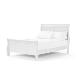 Burkhart White Full Wood Frame Sleigh Bed With Slat Kit
