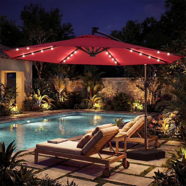 cantilever umbrella-patio hanging 10 Feet Offset Umbrella Base Patio Umbrella Sunneday LLC Stable and Safe Structure JOYESERY 8.2FT Backyard Cantilever Hanging