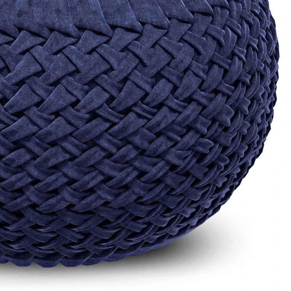 Grafton Luxurious Dark Blue Velvet Tufted Round Pouf